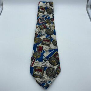 Envoy Men’s Silk Necktie Abstract Aboriginal Explorer Globe Pattern 57” x 3.5”